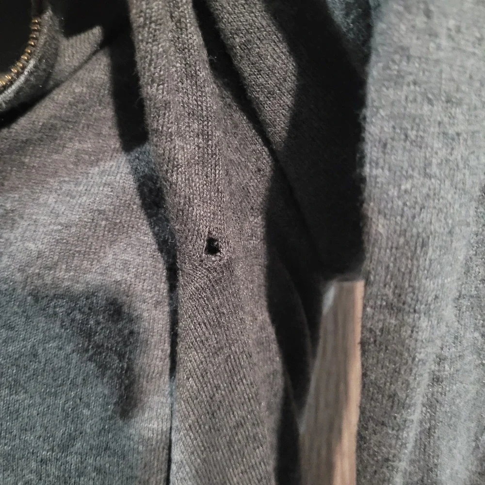 Johnnie-O Bailey Quarter-Zip Pullover Sweater M Charcoal Cotton Silk Blend FLAW